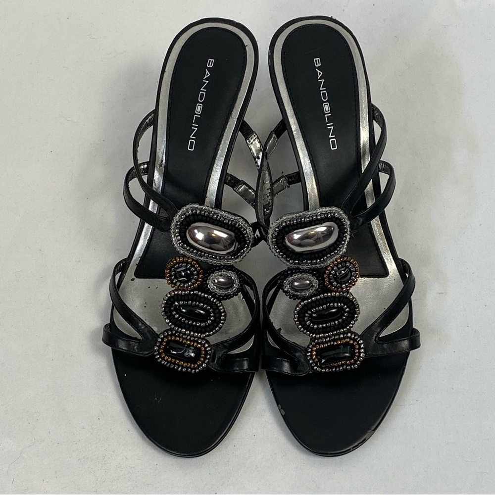 Bandolino Black Strappy Beaded Heels Size 10 M New With Defect - Picture 3 of 16